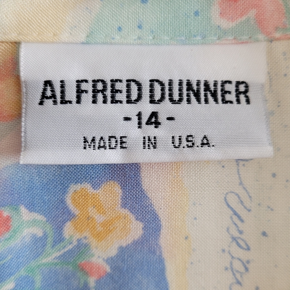 Vintage Alfred Dunner Floral Button Down Short Sleeved Blouse Women's 14, Cream - Picture 4 of 8